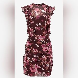 Floral Ruched Mini Dress -XXS NWT